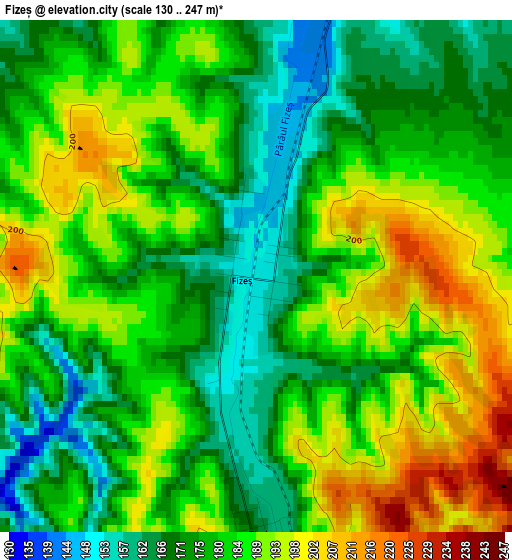 Fizeș elevation map