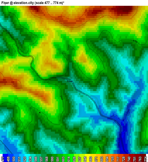 Fișer elevation map