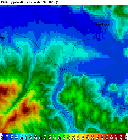 Fârliug elevation map