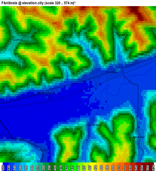 Fântânele elevation map