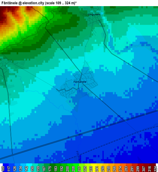 Fântânele elevation map