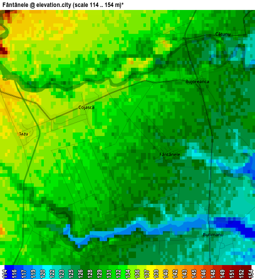 Fântânele elevation map