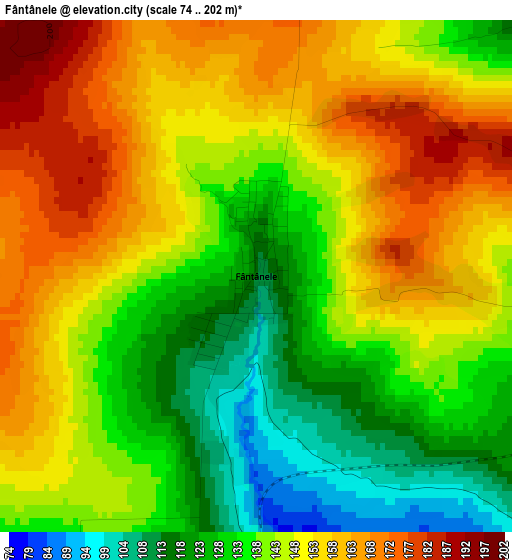 Fântânele elevation map