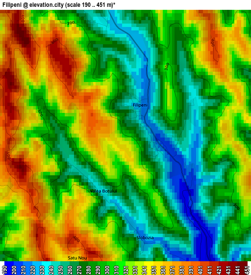 Filipeni elevation map