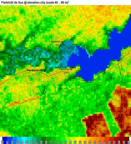 Fierbinții de Sus elevation map