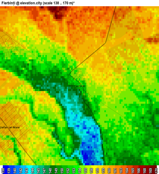 Fierbinți elevation map