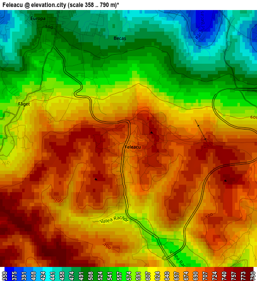 Feleacu elevation map