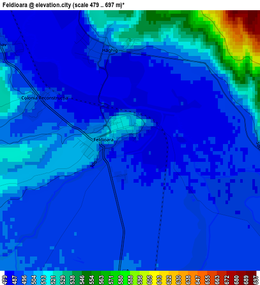 Feldioara elevation map