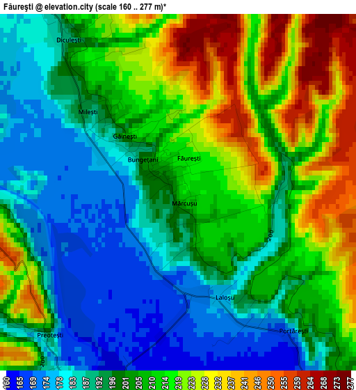 Făureşti elevation map