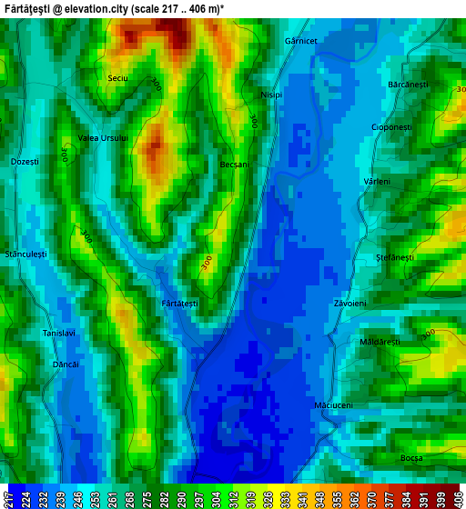 Fărtăţeşti elevation map