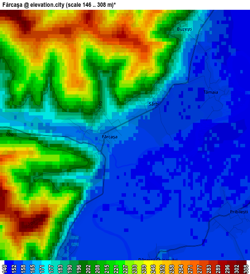 Fărcaşa elevation map