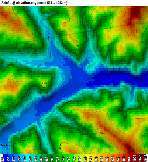 Falcău elevation map