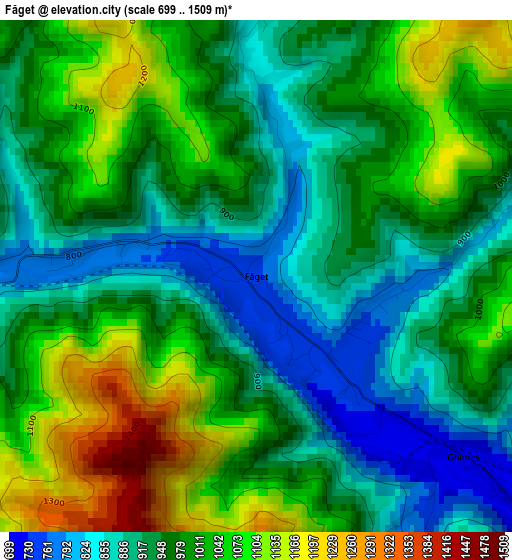 Făget elevation map