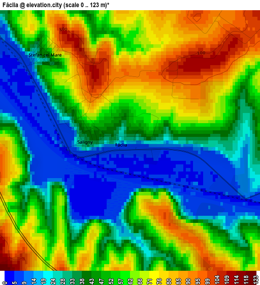 Făclia elevation map