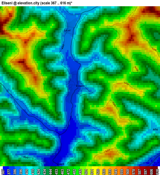 Eliseni elevation map