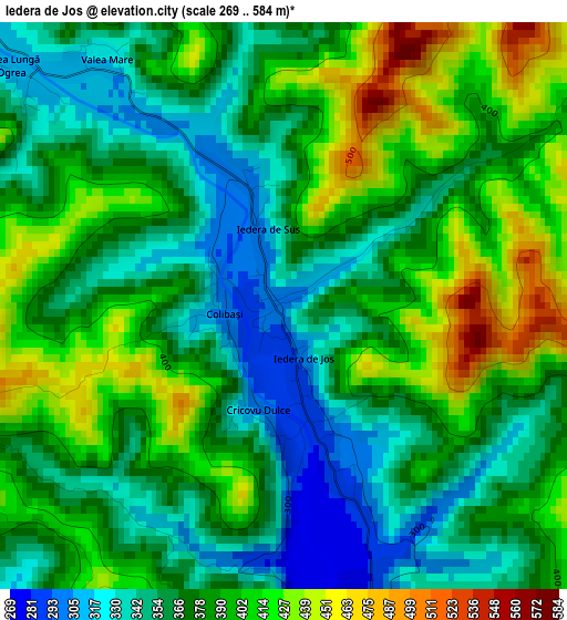 Iedera de Jos elevation map