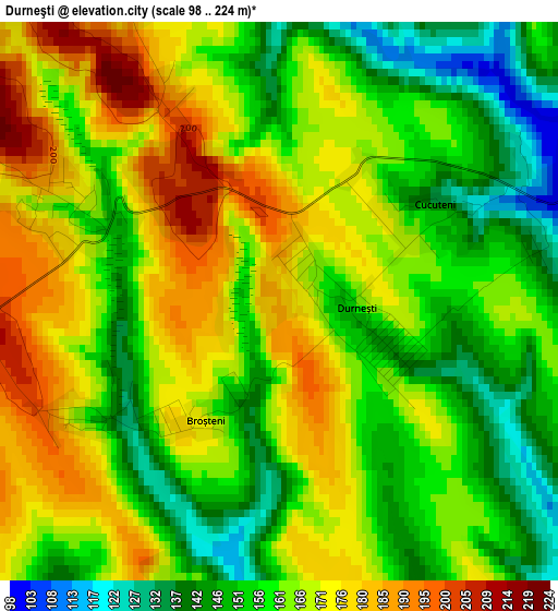 Durneşti elevation map