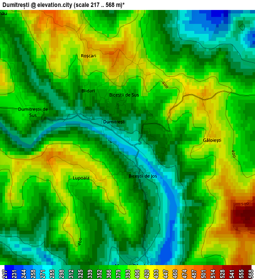 Dumitrești elevation map