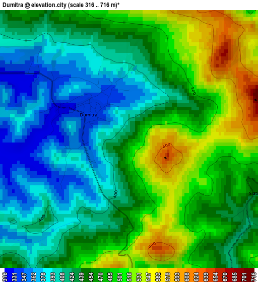 Dumitra elevation map