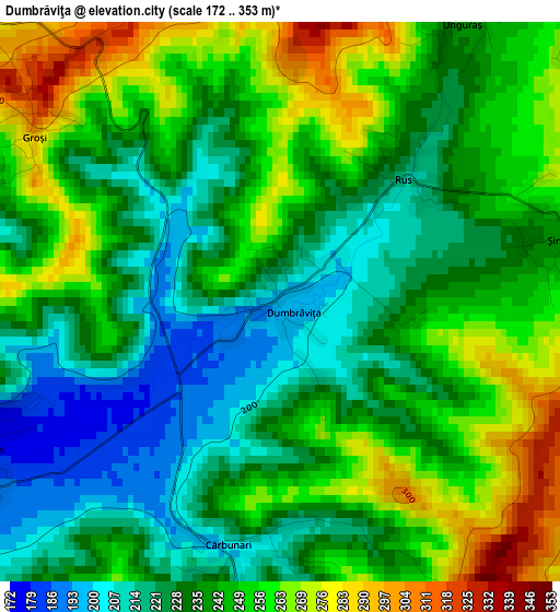 Dumbrăviţa elevation map