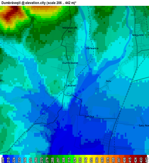 Dumbrăveşti elevation map