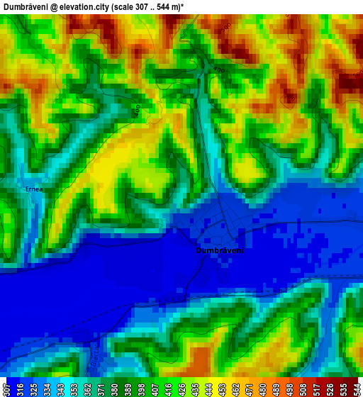 Dumbrăveni elevation map