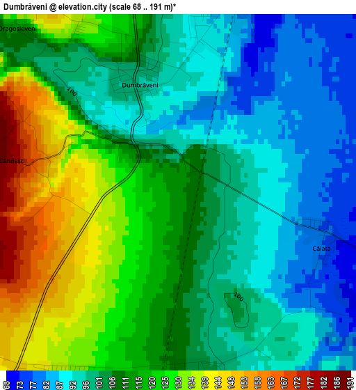 Dumbrăveni elevation map