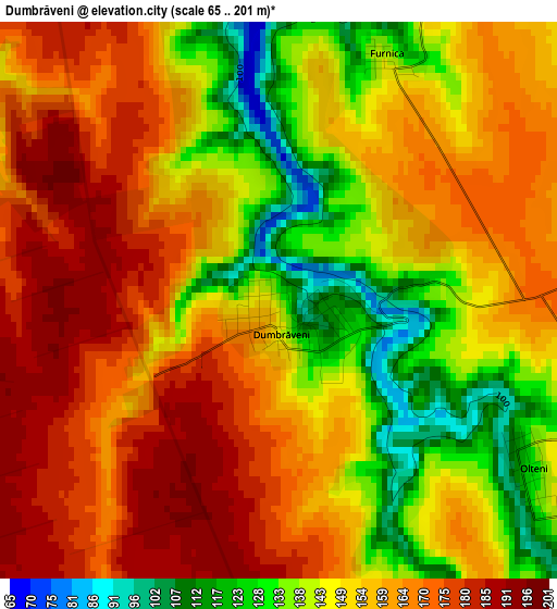 Dumbrăveni elevation map