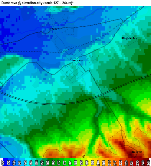 Dumbrava elevation map