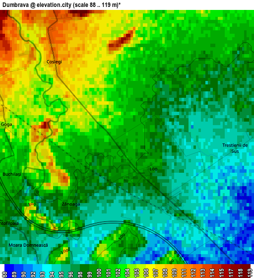 Dumbrava elevation map