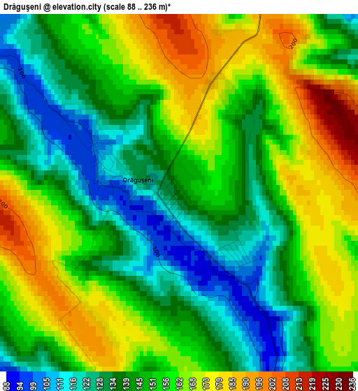 Drăguşeni elevation map