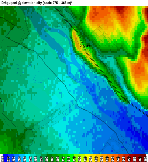 Drăguşeni elevation map