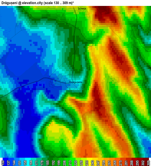 Drăgușeni elevation map