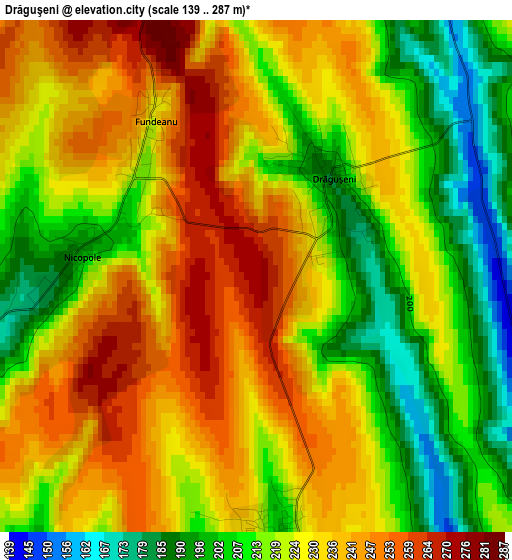 Drăguşeni elevation map