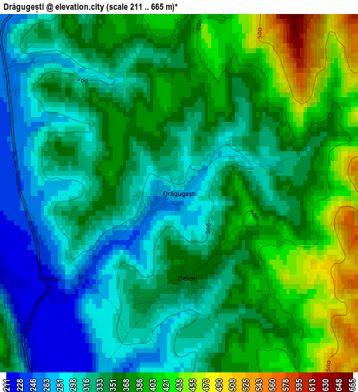 Drăgugești elevation map