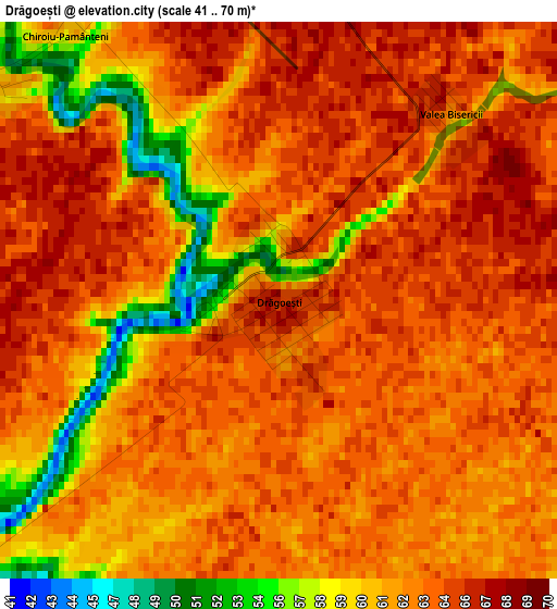 Drăgoești elevation map