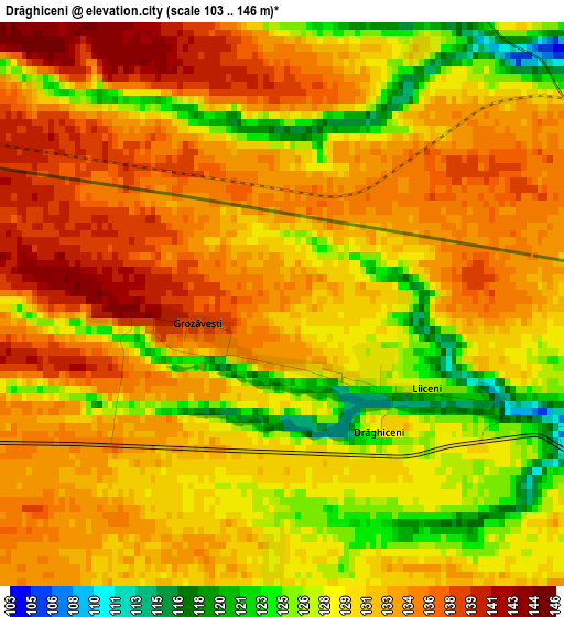 Drăghiceni elevation map