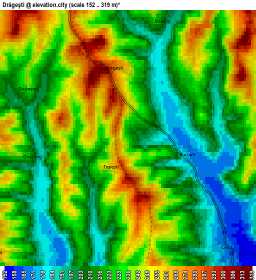 Drăgeşti elevation map