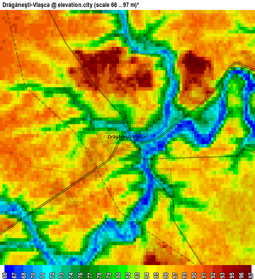 Drăgăneşti-Vlaşca elevation map