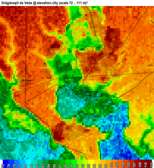 Drăgăneşti de Vede elevation map