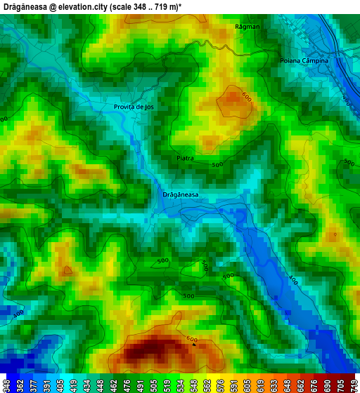 Drăgăneasa elevation map