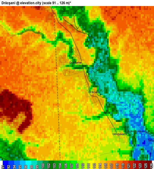 Drăcşani elevation map