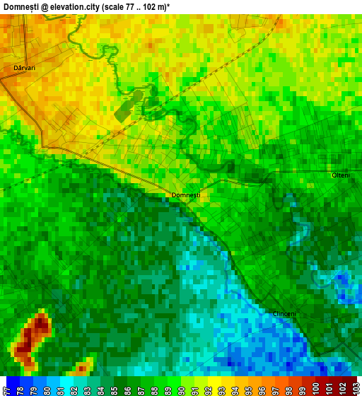 Domnești elevation map