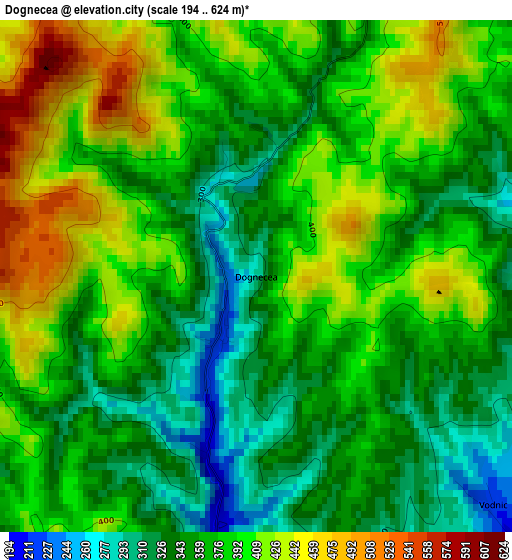 Dognecea elevation map