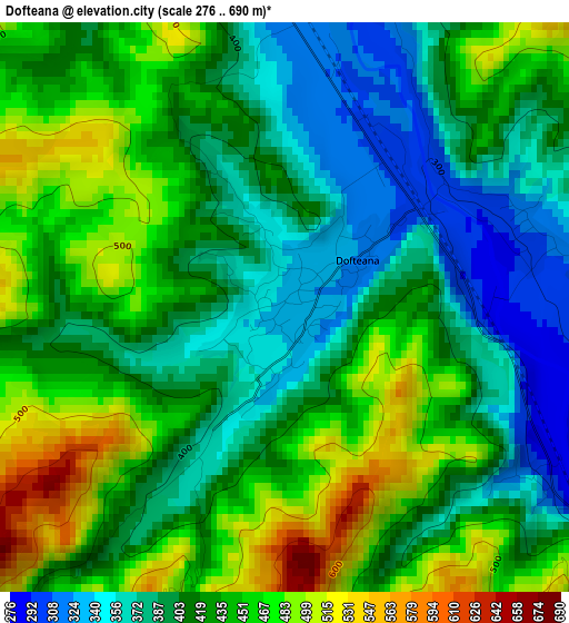 Dofteana elevation map