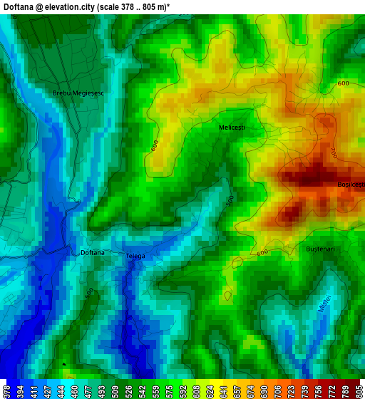 Doftana elevation map