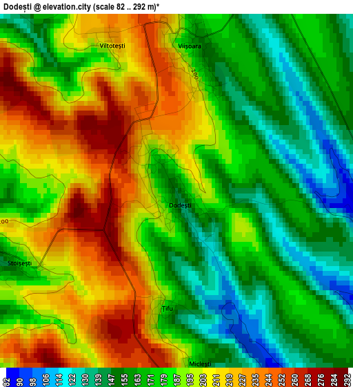 Dodești elevation map