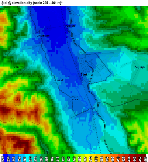 Ștei elevation map