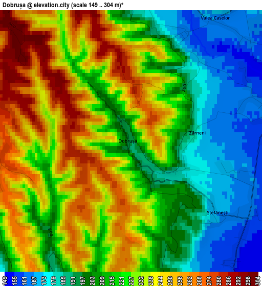 Dobrușa elevation map