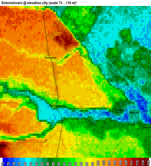 Dobrosloveni elevation map